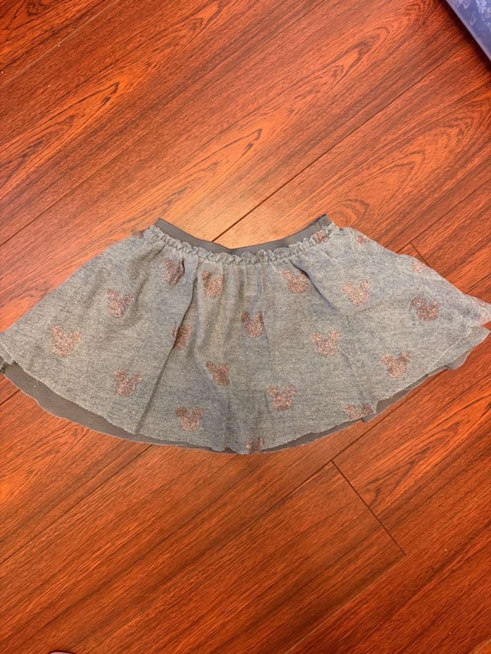 Zara BabyGirl Disney grey mesh skirt pink glitter Mickey detail
